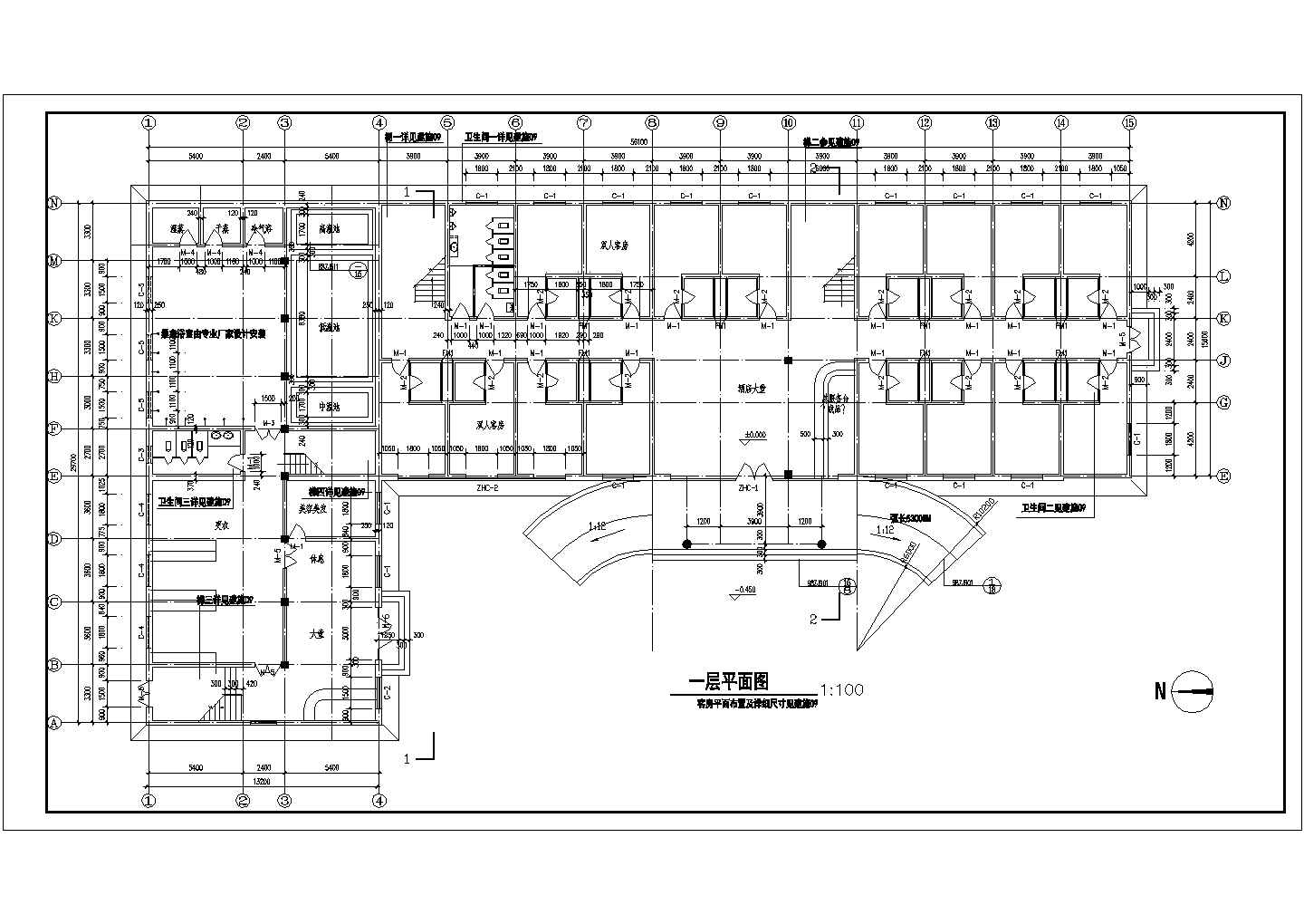 某城市简约宾馆建筑cad图纸（全套）