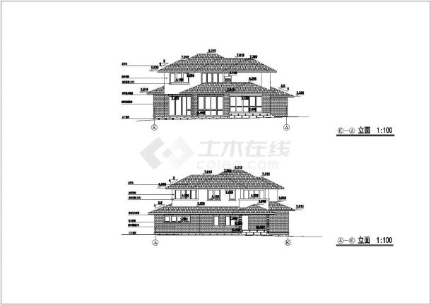 西湖高尔夫别墅建筑施工设计CAD方案图-图二