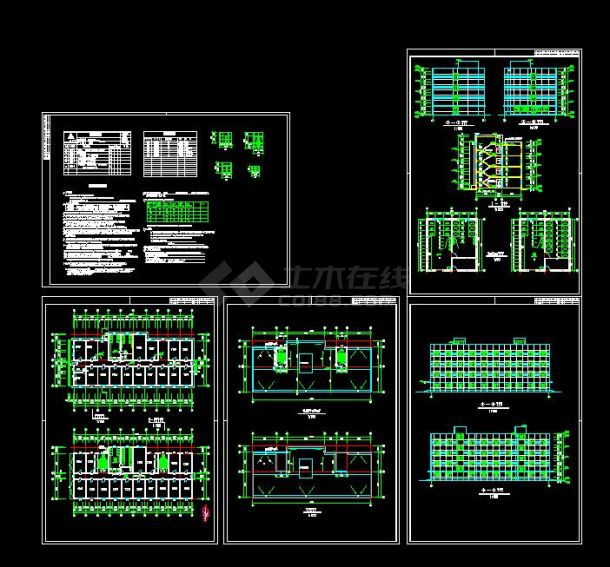 某地制衣厂研发楼建筑cad施工图（共5张）-图一