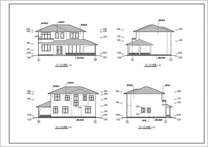 某地区二层框架结构别墅建筑方案图_图1