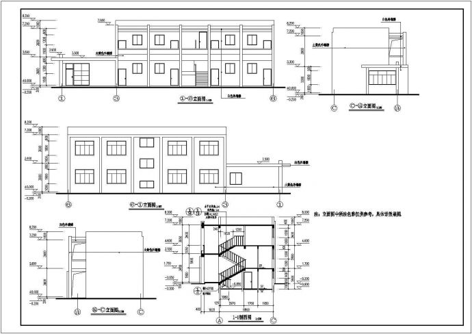 某二层教学楼带门卫框架结构施工图_图1