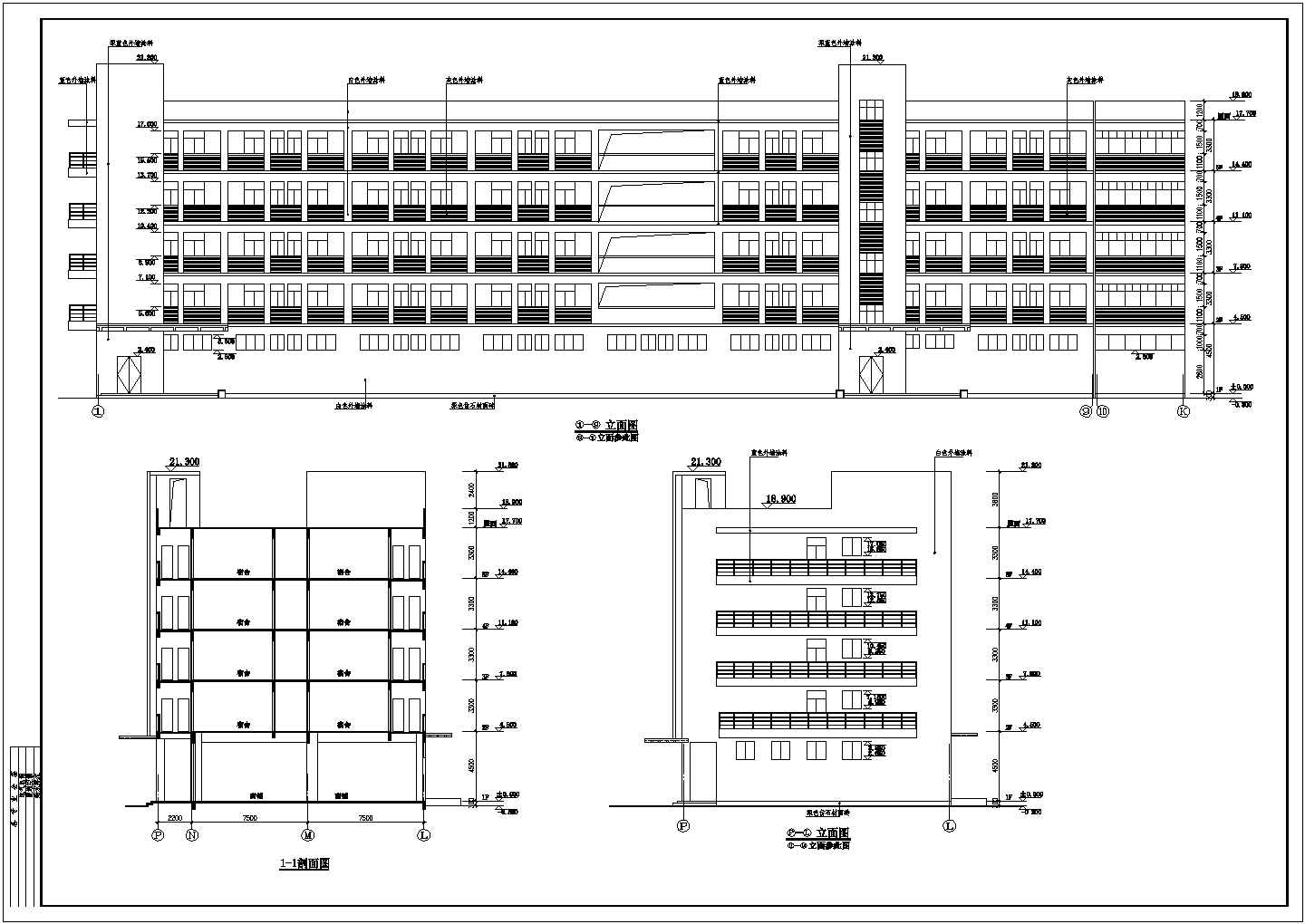 某厂区五层框架结构宿舍楼建筑设计施工图