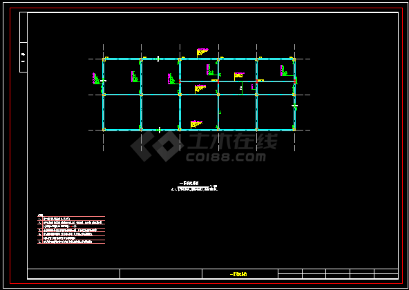 一高速公路养排车库框架结构平面CAD参考布置图-图二