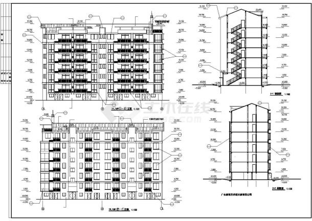 [上海]小区几栋住宅楼建筑设计cad施工详细图-图二