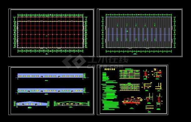 比较详细的钢结构车间建筑cad施工图（共4张）-图一
