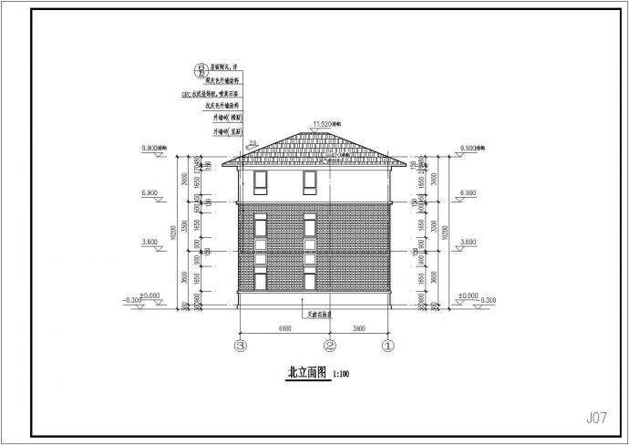 某地3层框架结构别墅建筑设计施工图_图1