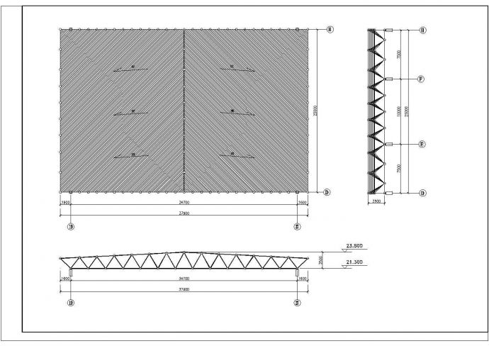 某地学校风雨操场网架结构设计施工图_图1