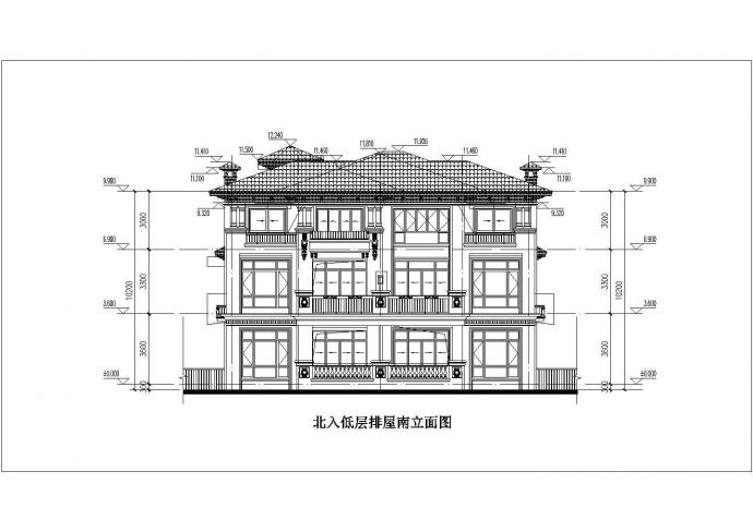 某地3层框架结构双拼别墅部分建筑方案图_图1