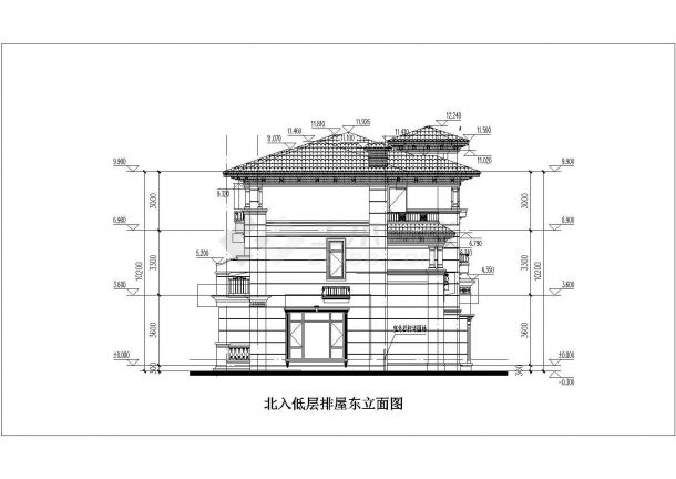 某地3层框架结构双拼别墅部分建筑方案图-图二
