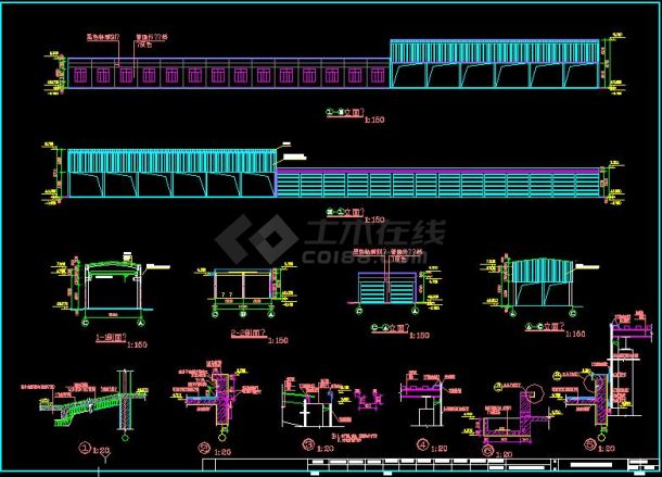 砼钢厂房建筑cad总图（节点详细）-图二
