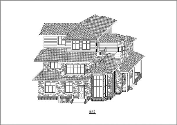 某高档小区三层框架结构别墅建筑设计图-图一