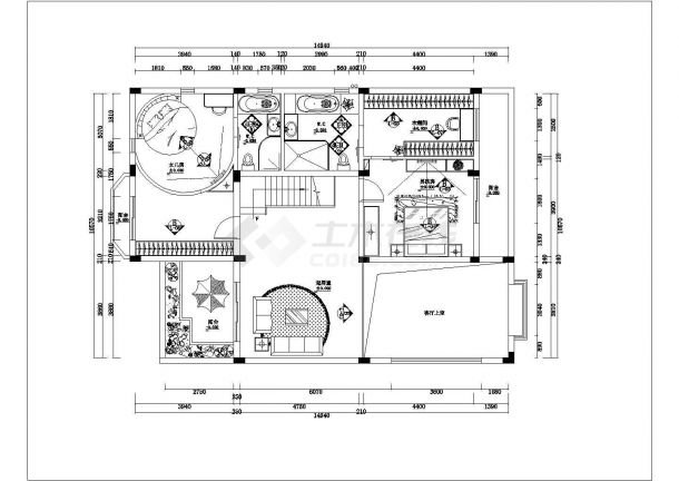 海口市小户型室内家装平面cad设计图-图二