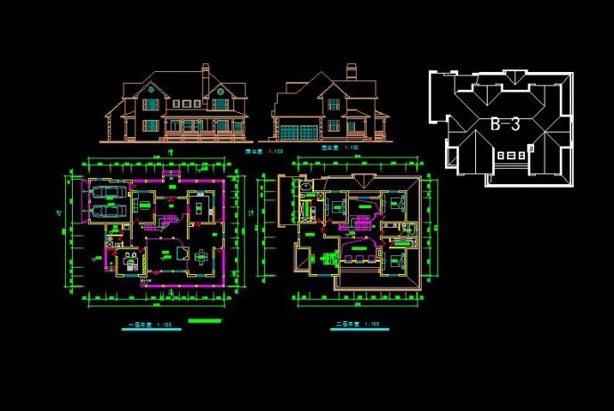 简单小型的别墅方案建筑施工图（共2张）_图1