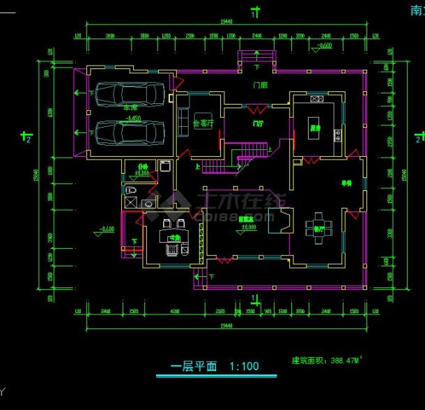 简单小型的别墅方案建筑施工图（共2张）-图二