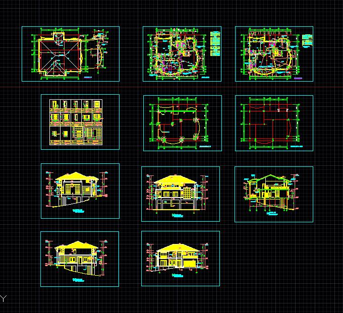 别墅建筑方案图cad（共11张）_图1