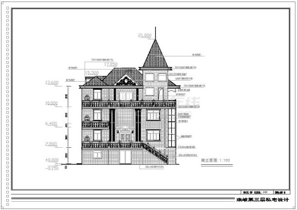四层16.3×19.7架空层车库复式别墅建筑结构图-图一