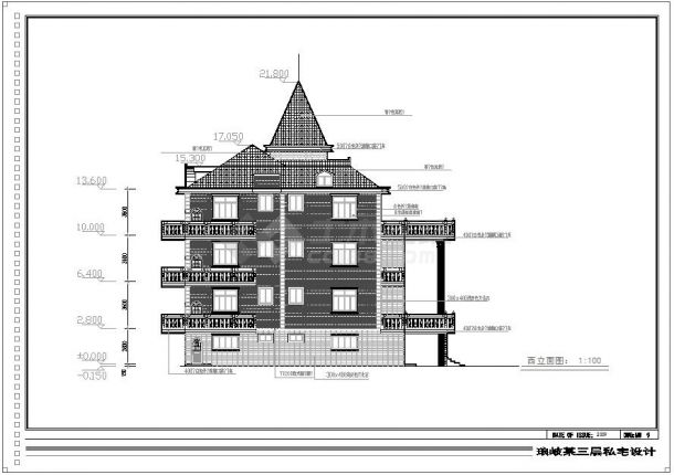 四层16.3×19.7架空层车库复式别墅建筑施工图-图二