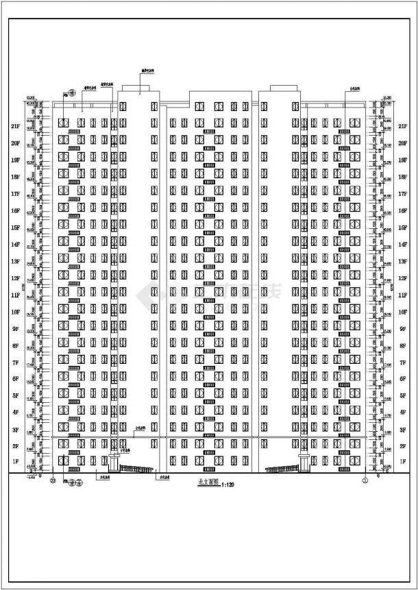 霸州市21层剪力墙结构住宅楼建筑施工图-图二