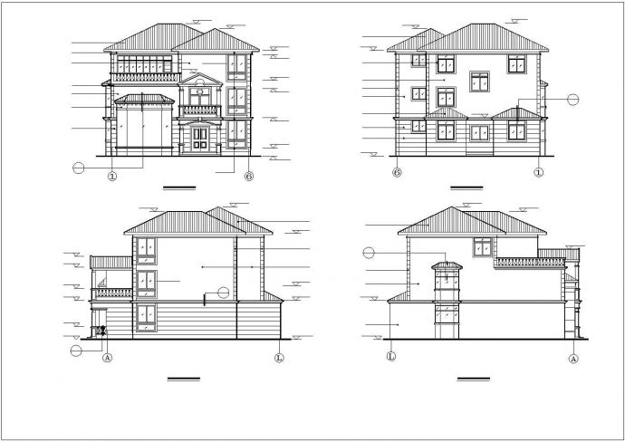 瓦房屋顶别墅建筑cad方案设计施工精简图_图1