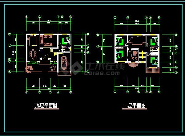 单栋小别墅建筑图cad（共3张）-图二