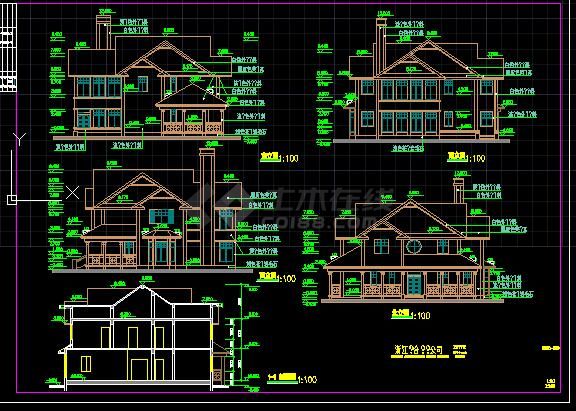 东方花园C型别墅建筑图cad（共5张）-图二