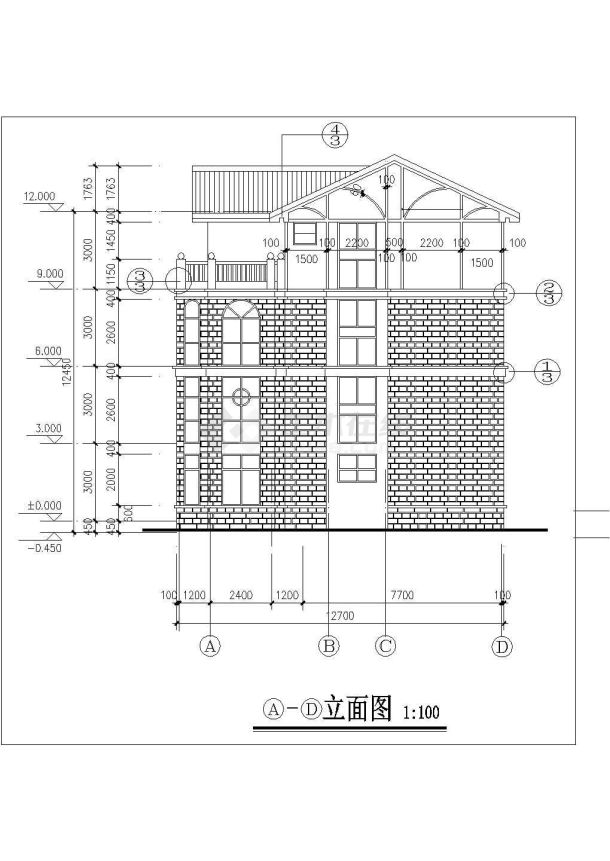 某地区四层别墅建筑设计CAD全套施工方案图-图一