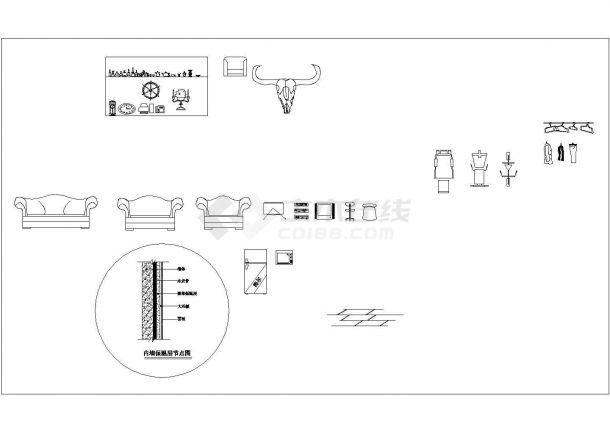 室内装修cad通用素材详细精简图块-图一
