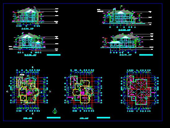 精致的别墅建筑cad设计图（共5张）_图1