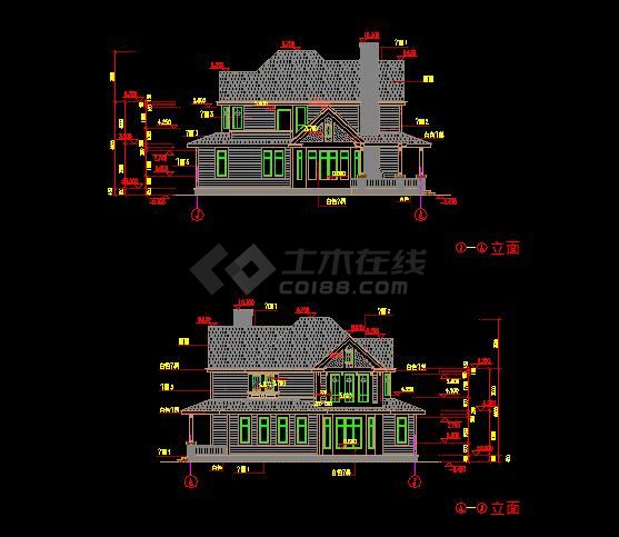 精致别墅建筑cad方案图（共7张）-图二