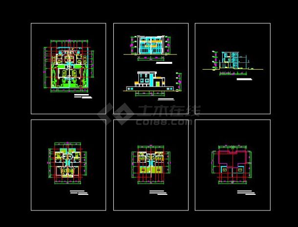 比较详细的一套联体别墅建筑图（共6张）-图一