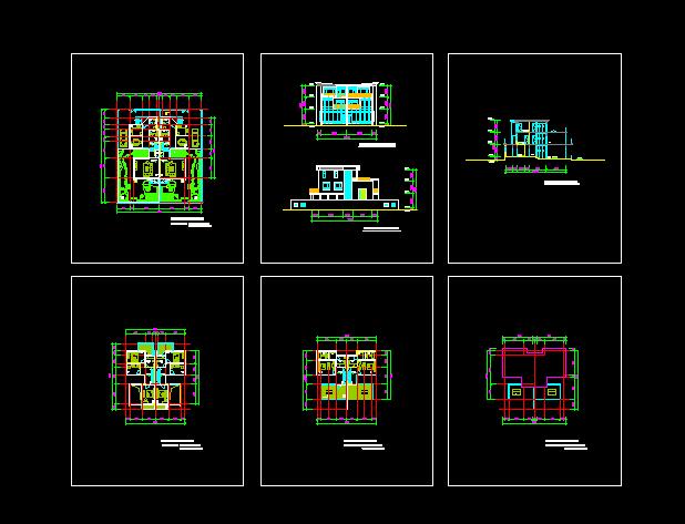 比较详细的一套联体别墅建筑图（共6张）_图1
