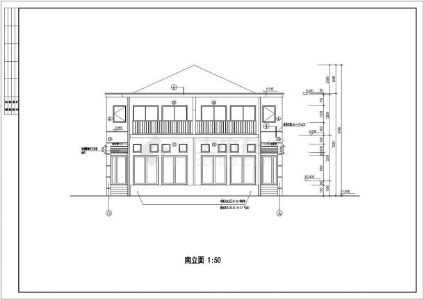 实用型联体别墅建筑设计施工CAD图-图二