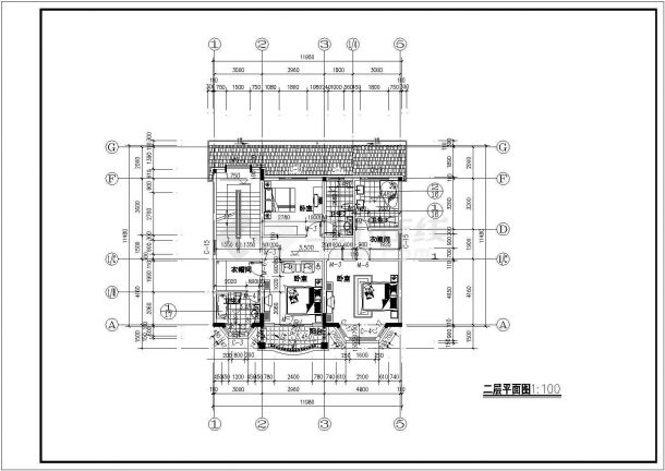 某简单独立小住宅建筑设计施工CAD图-图二