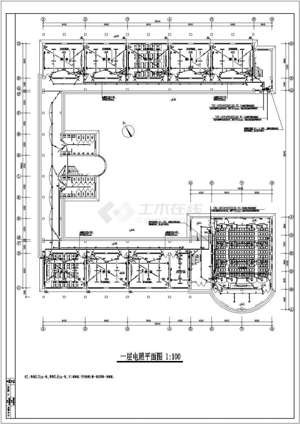 南京某地中学教学楼全套电气cad设计施工图-图一