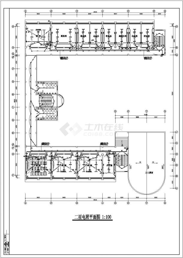 南京某地中学教学楼全套电气cad设计施工图-图二