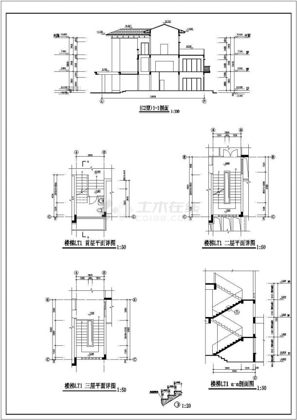 广东三层框架结构东南亚风格别墅建筑施工图-图二