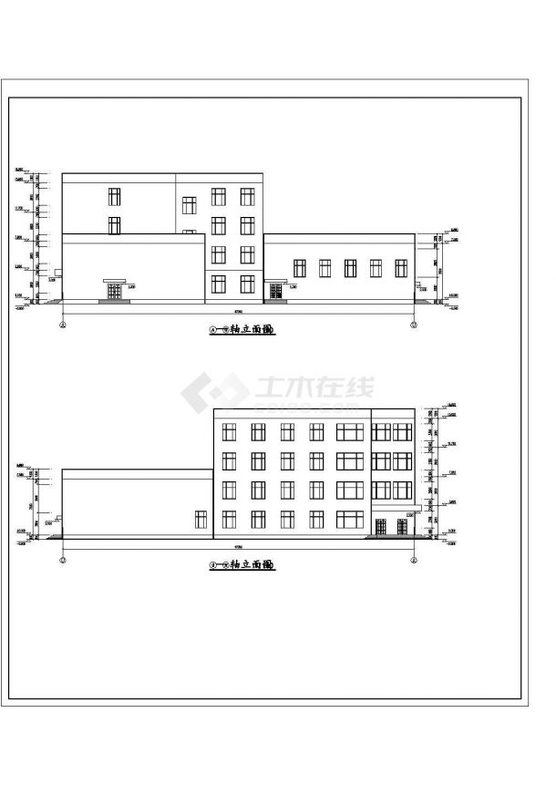 某地4层框架结构大学生活动中心建筑设计方案图-图二