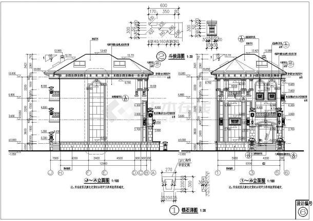 温州3层框架结构别墅全套建筑施工图-图一