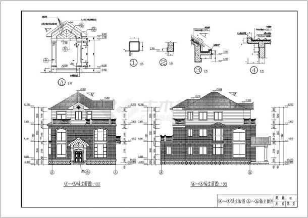 四套精品别墅框架结构建筑和结构施工图-图二