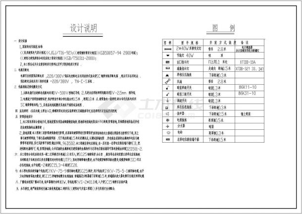 某地区三层中学教学楼电气cad设计施工图-图一