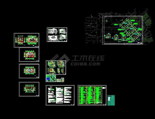 某三层框架结构双拼别墅建筑CAD施工图-图一