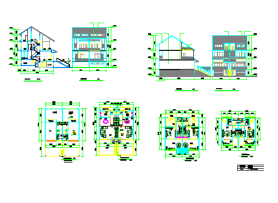 某地小型别墅5个方案装修设计图（最新整理）_图1
