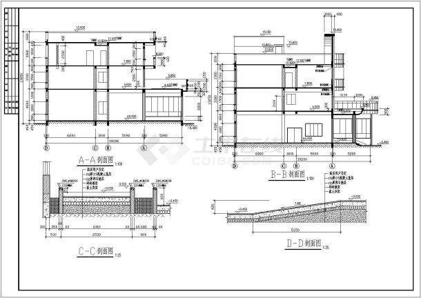 某地3层框架结构办公大楼建筑施工图-图二