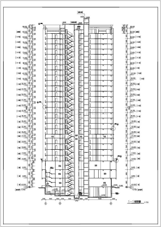 某地26层框架剪力墙结构住宅楼建筑设计施工图-图二