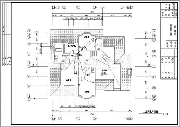 物美别墅建筑电气设计CAD全套施工图-图二