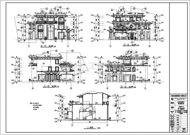 江苏省3层剪力墙结构欧式别墅建筑设计施工图-图一