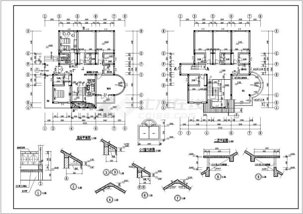 某地区三层混凝土框架结构别墅建筑施工图-图二