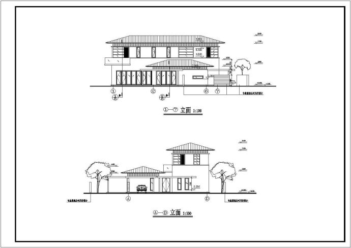 某地2层现代风格别墅建筑设计施工图_图1