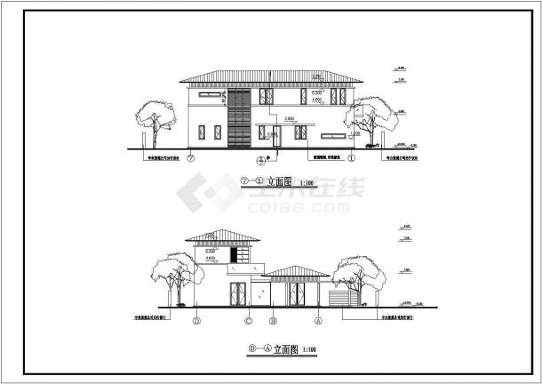 某地2层现代风格别墅建筑设计施工图-图二