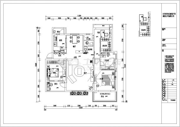 奥林匹克花园三室两厅两卫室内装修设计施工图（含效果图）-图二